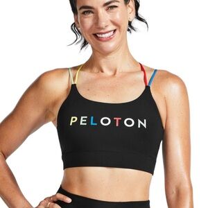 Peloton Black Sports Bra with Multicolor Straps size m